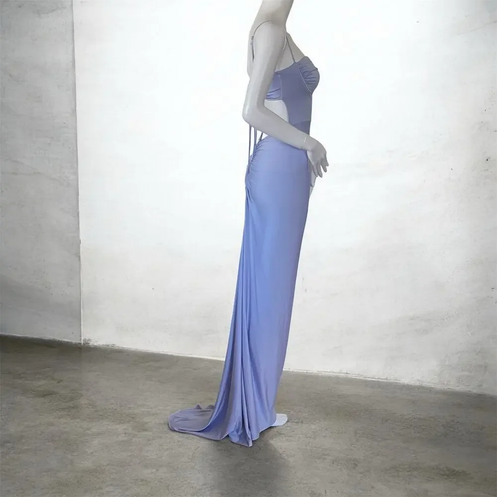 Lucy In the Sky Diya Ruched Maxi Dress Lavender XXS